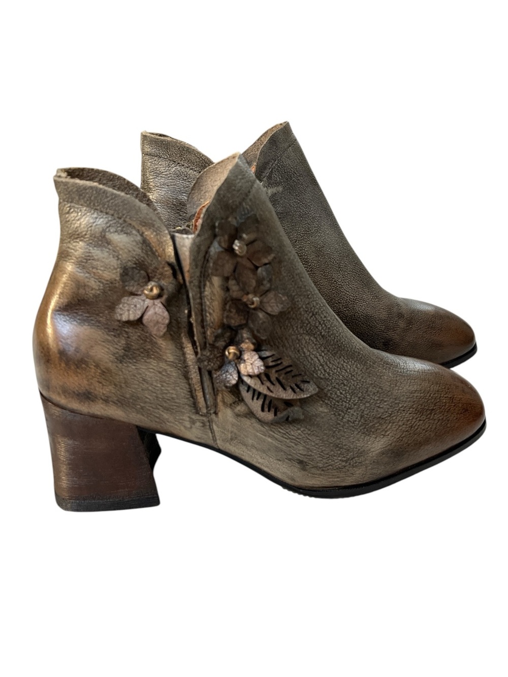 L'Artiste by Spring Step Floral Ankle Boots EU 36 US 6 Block Heel Boho